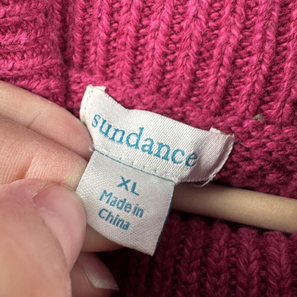 Sundance Sweater Womens XL Pink Turtleneck Cable Pullover Chunky Cotton Silk - Picture 3 of 8